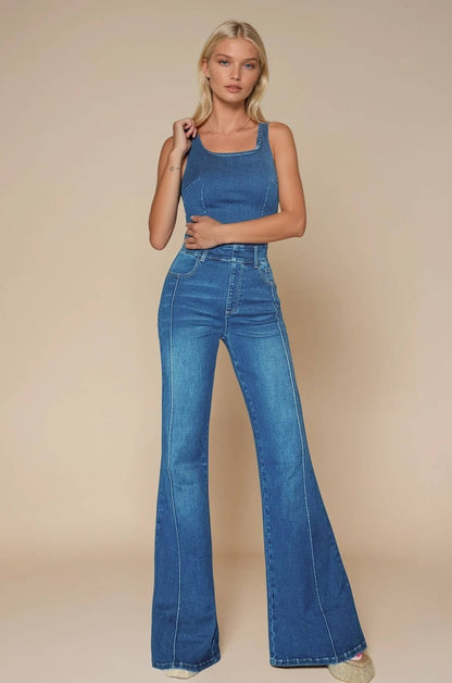 Sleeveless Stretch Wide Leg Jumpsuit