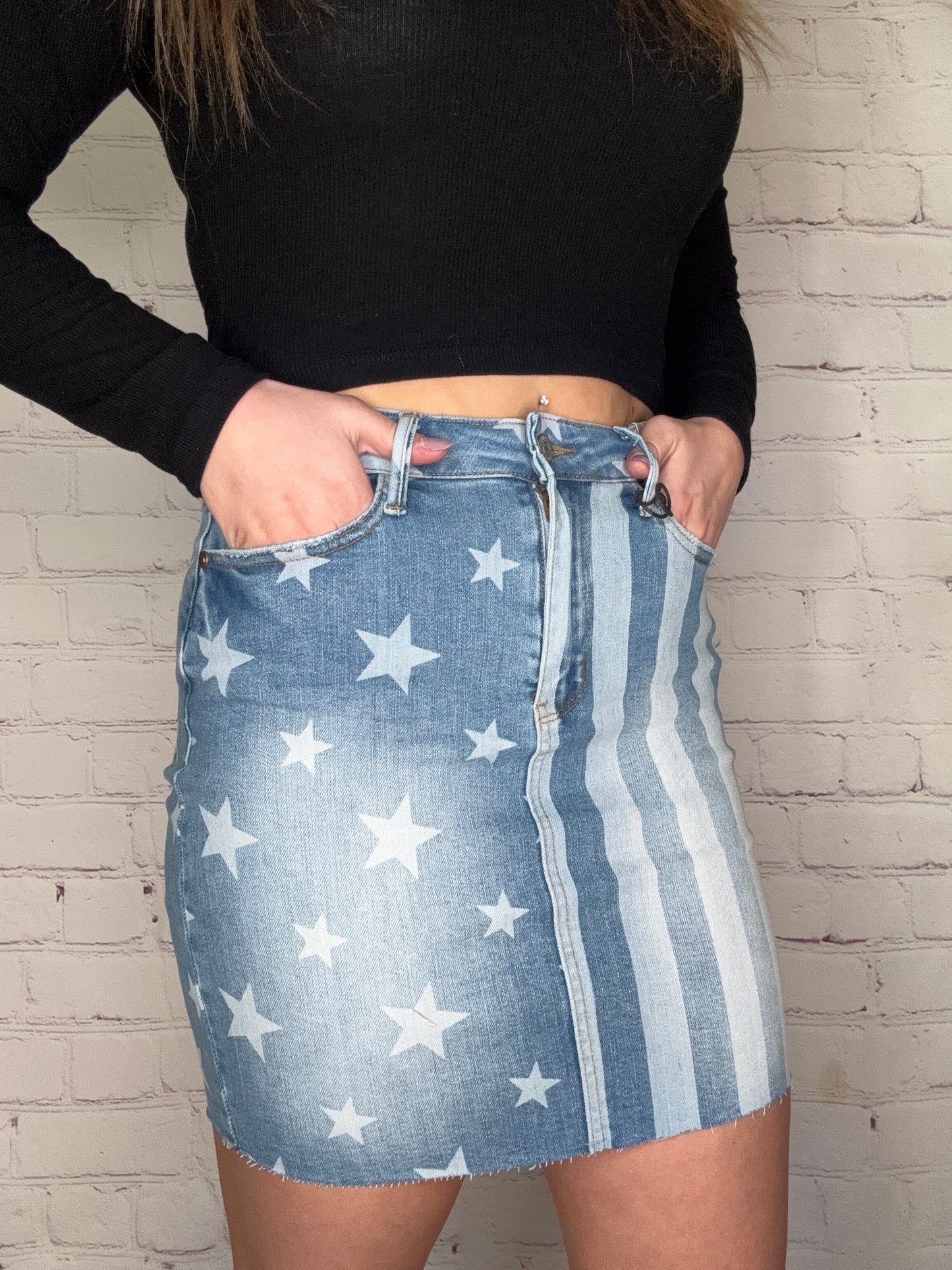 Judy Blue Stretchy Star & Stripe Skirt