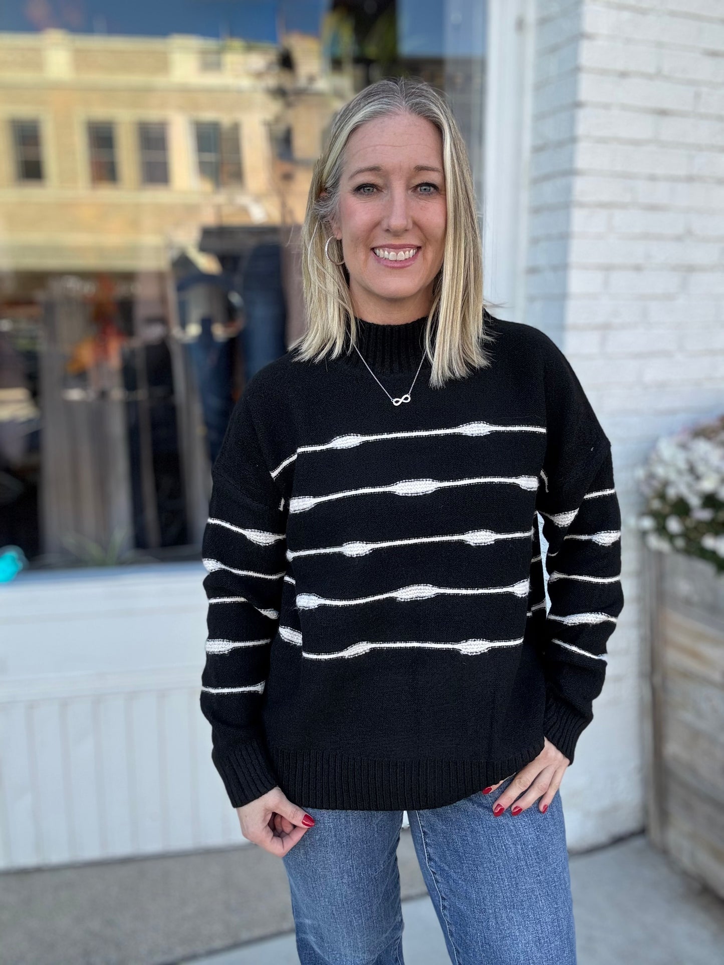 Long Sleeve Striped Knitted Sweater