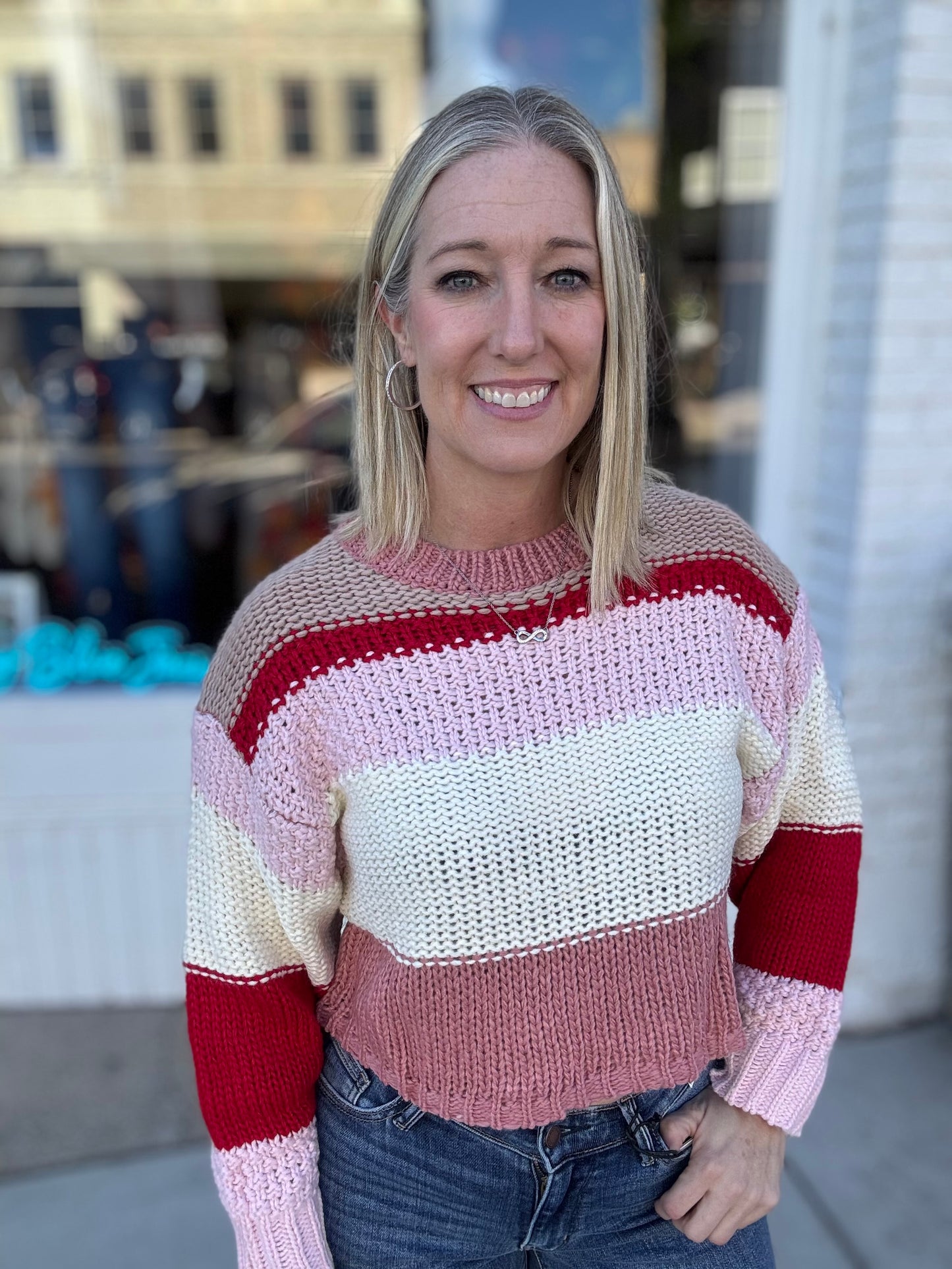 Colorful Stripe Textured Sweater