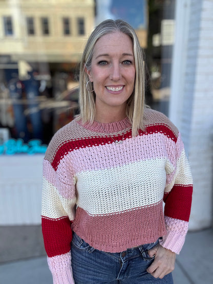 Colorful Stripe Textured Sweater