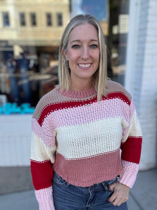 Colorful Stripe Textured Sweater