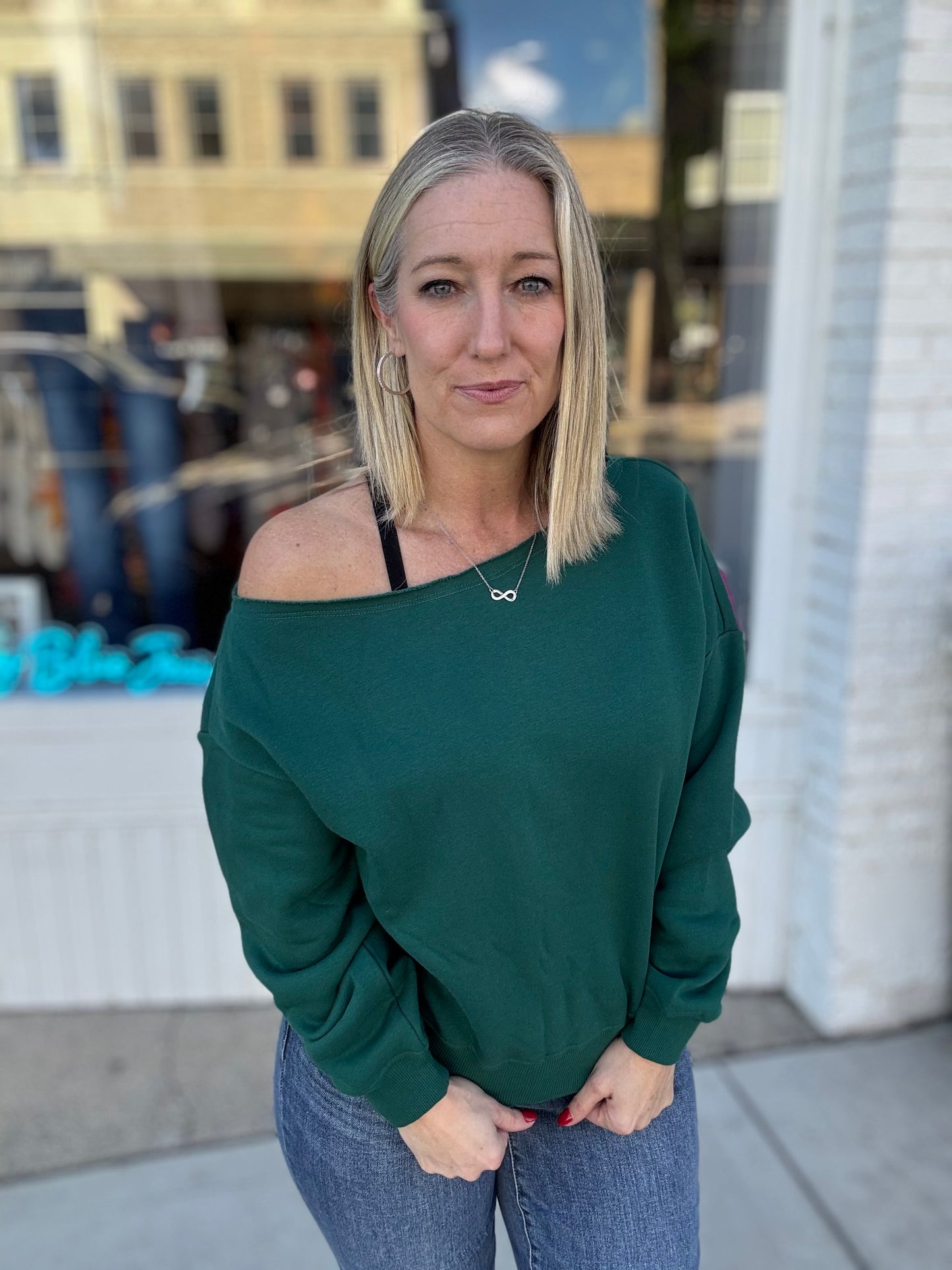 Fleece Off The Shoulder Top