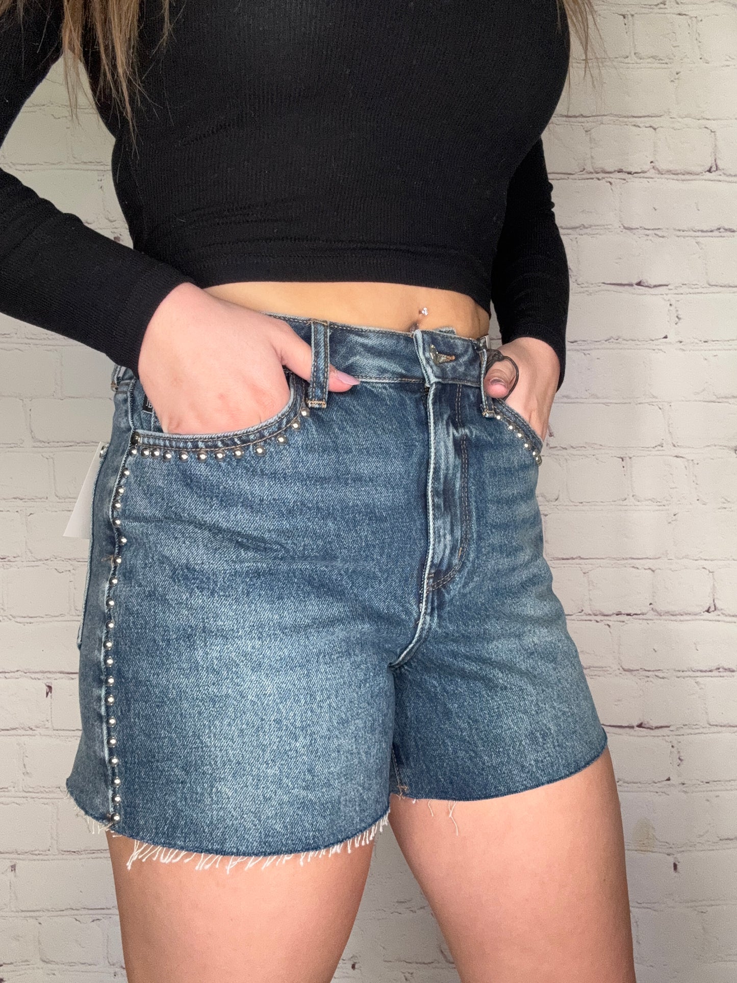 Judy Blue HW Dome Studded Shorts