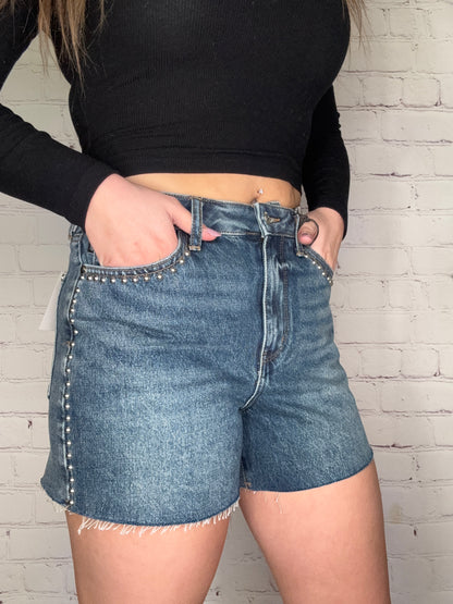 Judy Blue HW Dome Studded Shorts