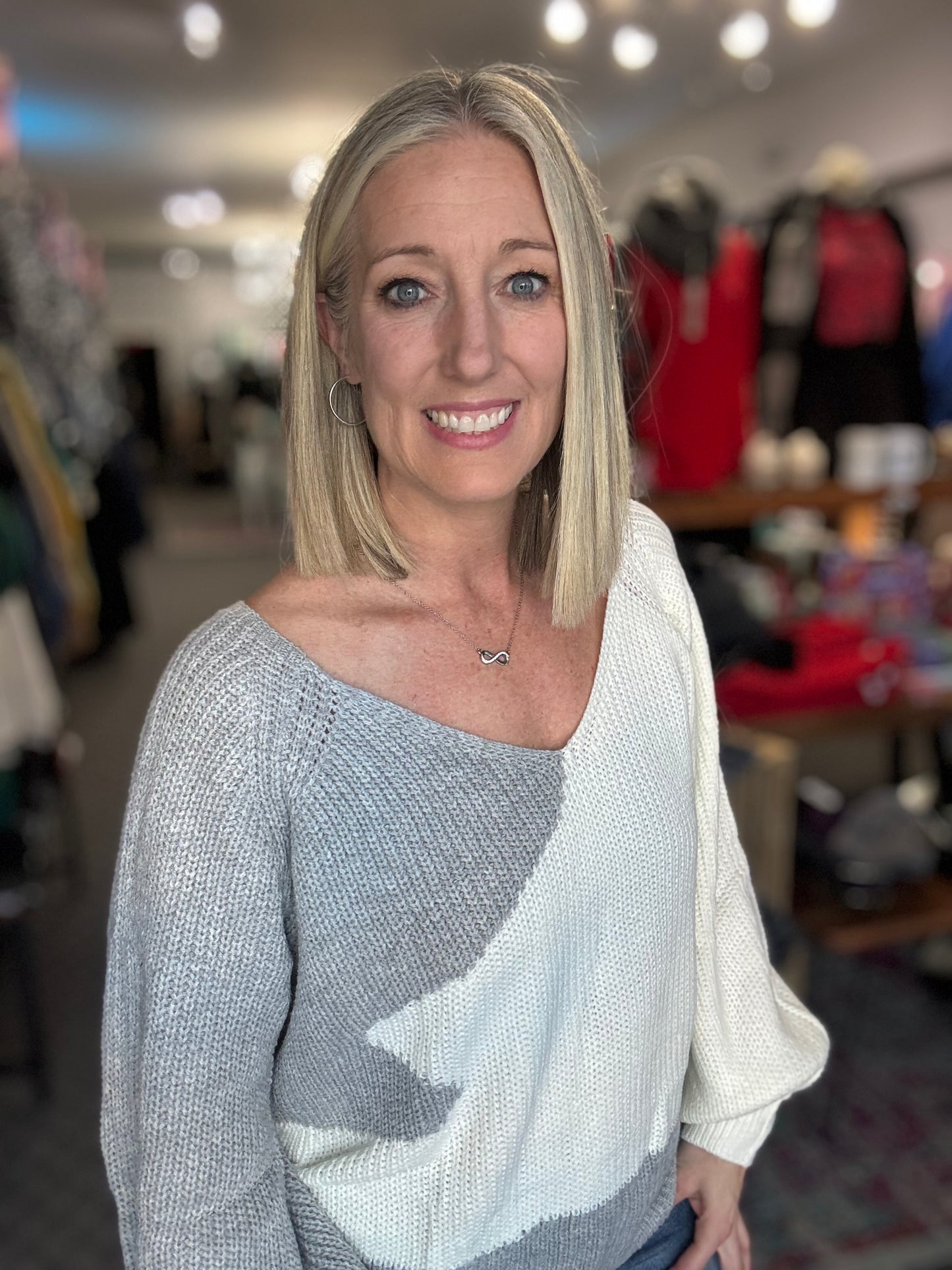 Artistic Pattern V Neck Knit Sweater