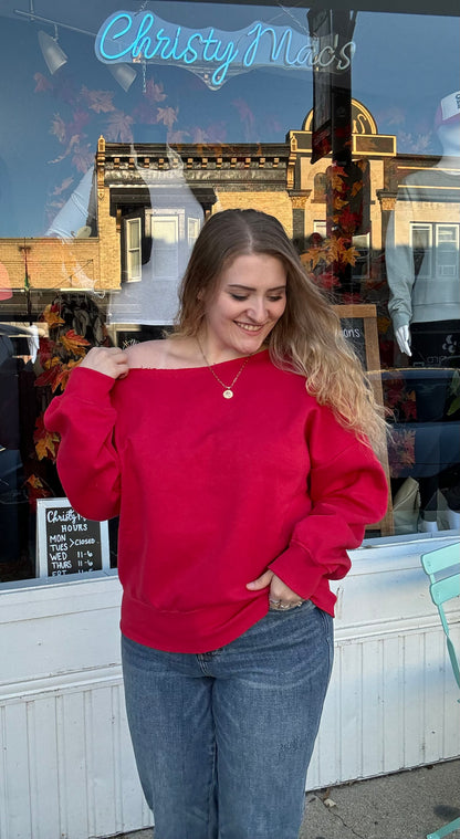 Sexy Off The Shoulder Fleece Sweatshirt