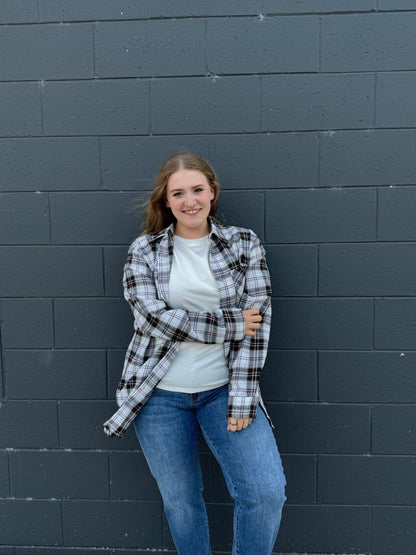 Loose Fit Button Down Soft Plaid Shirts