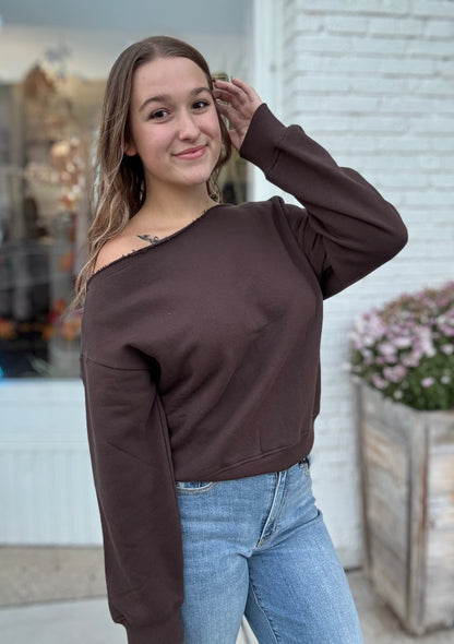 Fleece Off The Shoulder Top