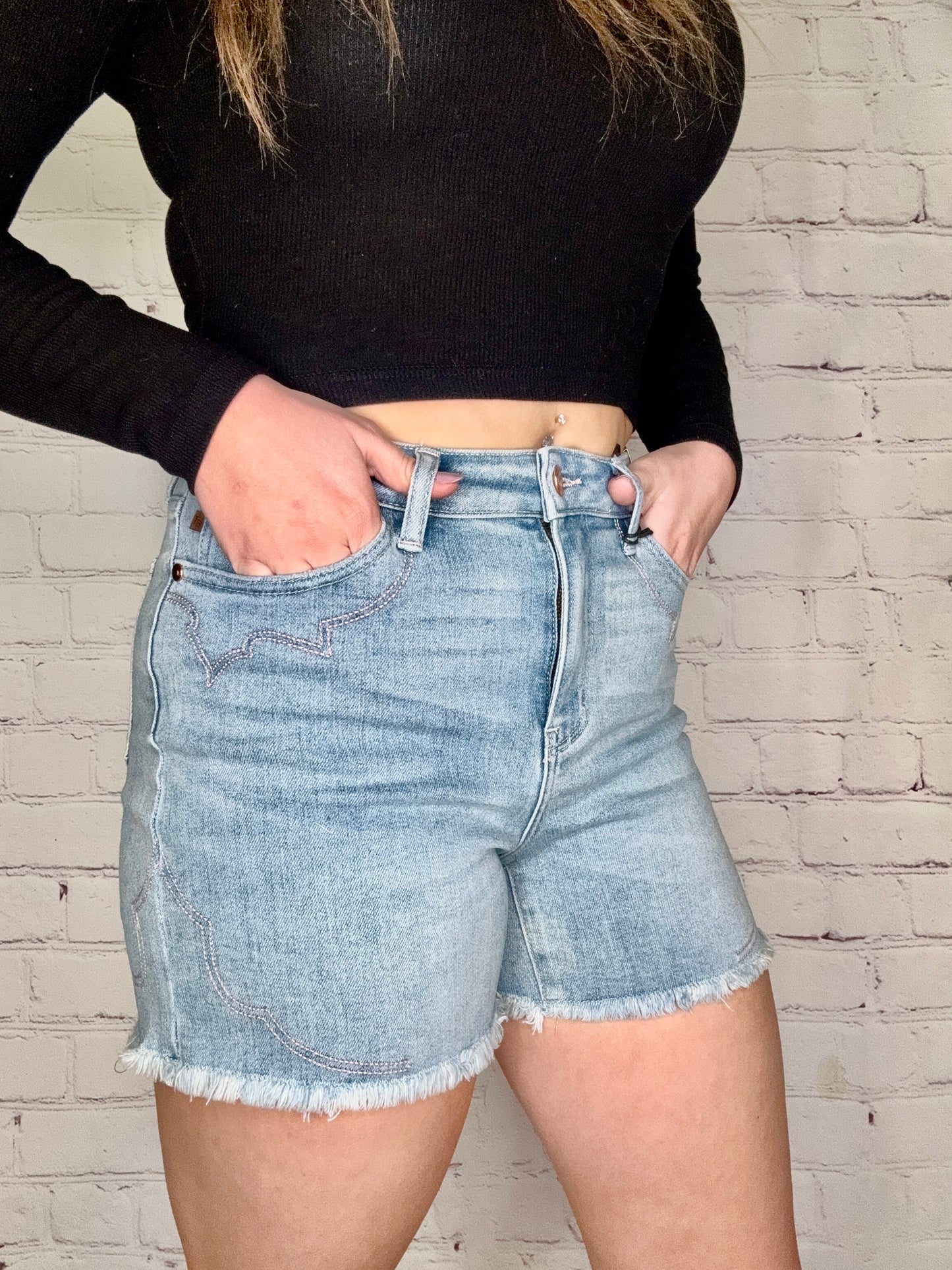 Judy Blue Western Embroidery Detail Shorts