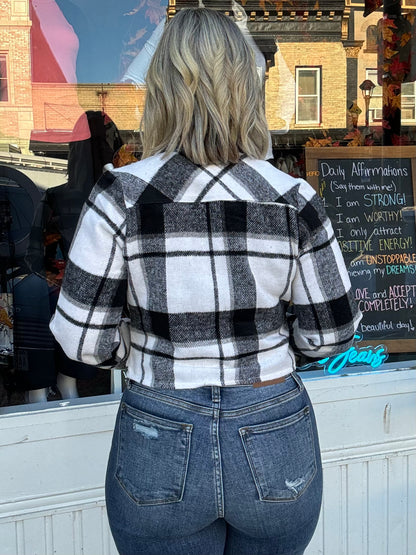 Flannel Plaid Cropped Shacket