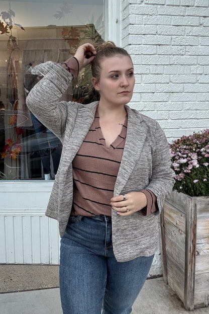 Classy Knit Toffee Blazer