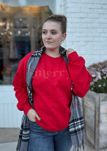 Retro Embossed Merry Sweatshirt