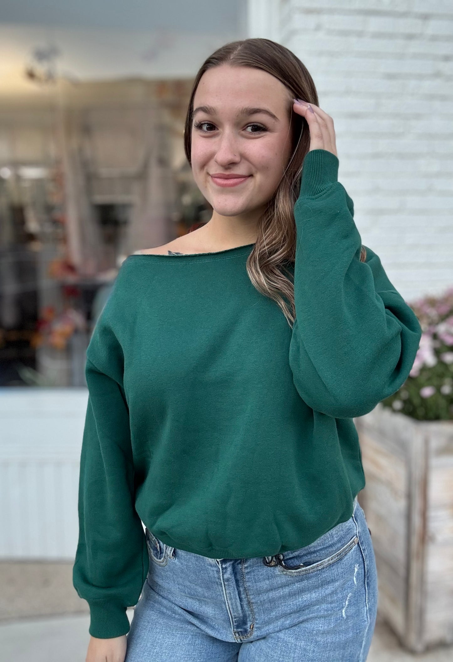 Fleece Off The Shoulder Top