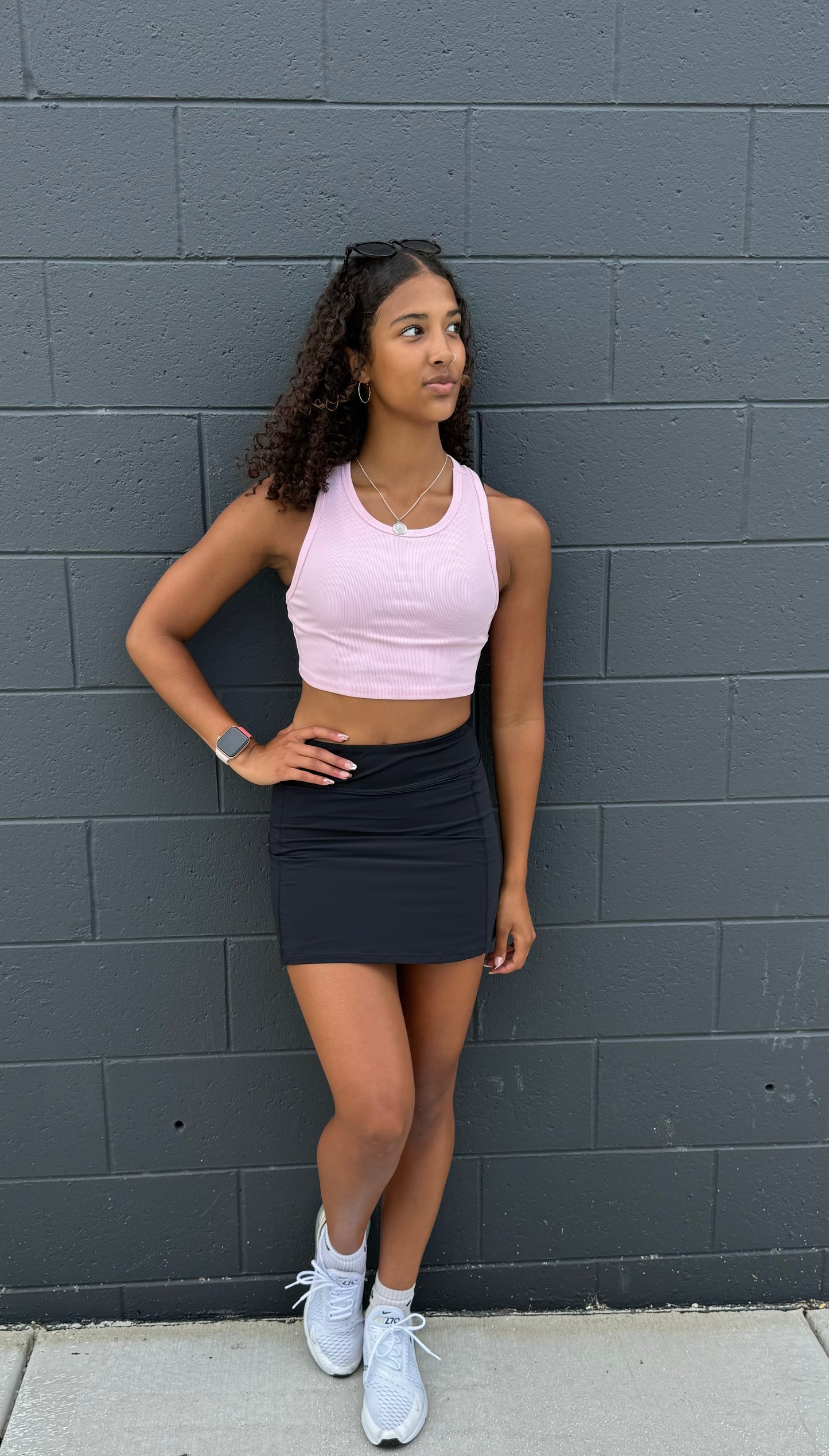 Mono B Black Athleisure Skirt W/Shorts