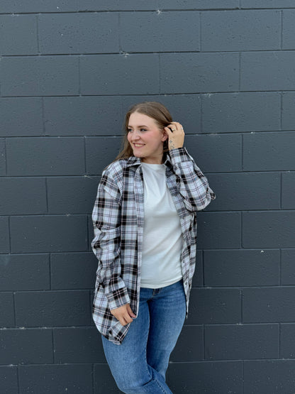 Loose Fit Button Down Soft Plaid Shirts