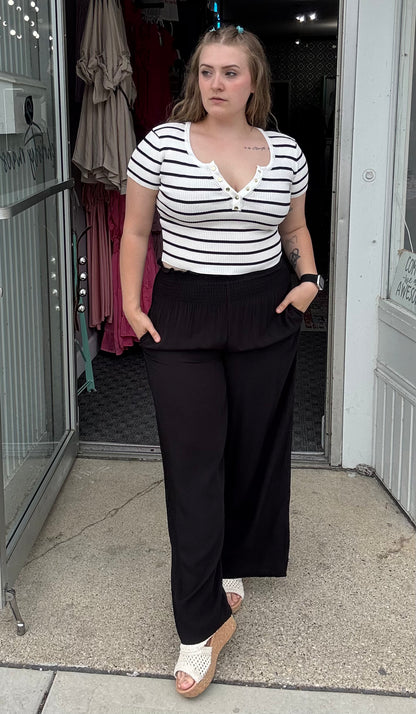 Smocked Wide Leg Pant