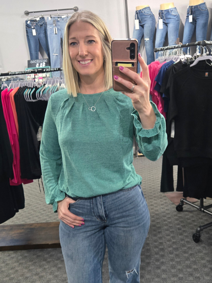 Soft Knit Long Sleeve Green Top