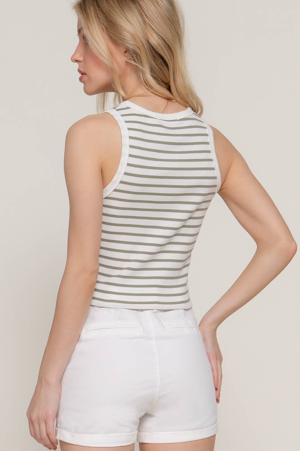 Sleeveless Stripe Knit Top