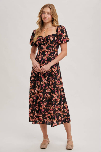 Floral Sweetheart Neck Maxi Dress