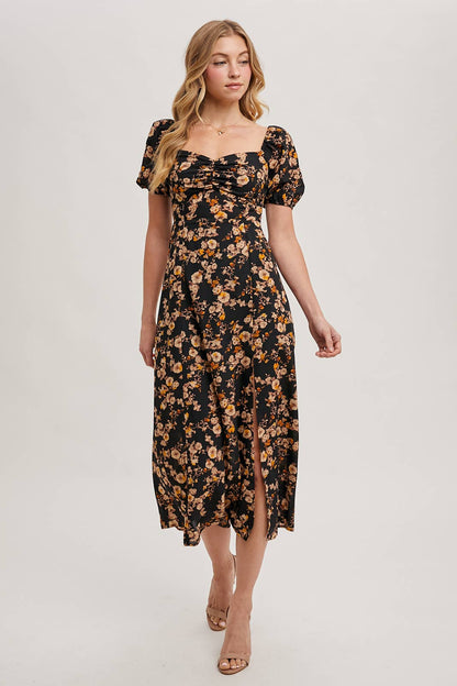 Floral Sweetheart Neck Maxi Dress