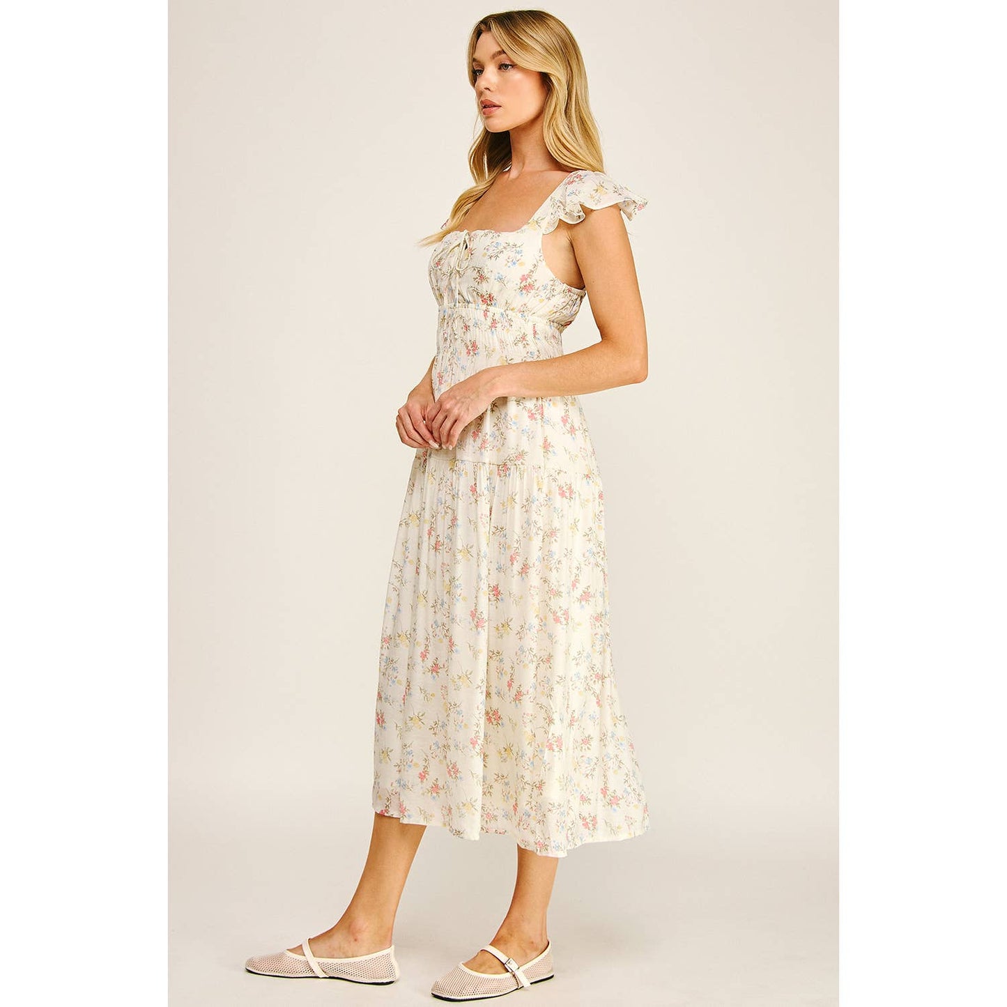 Soft Bloom Midi Dress