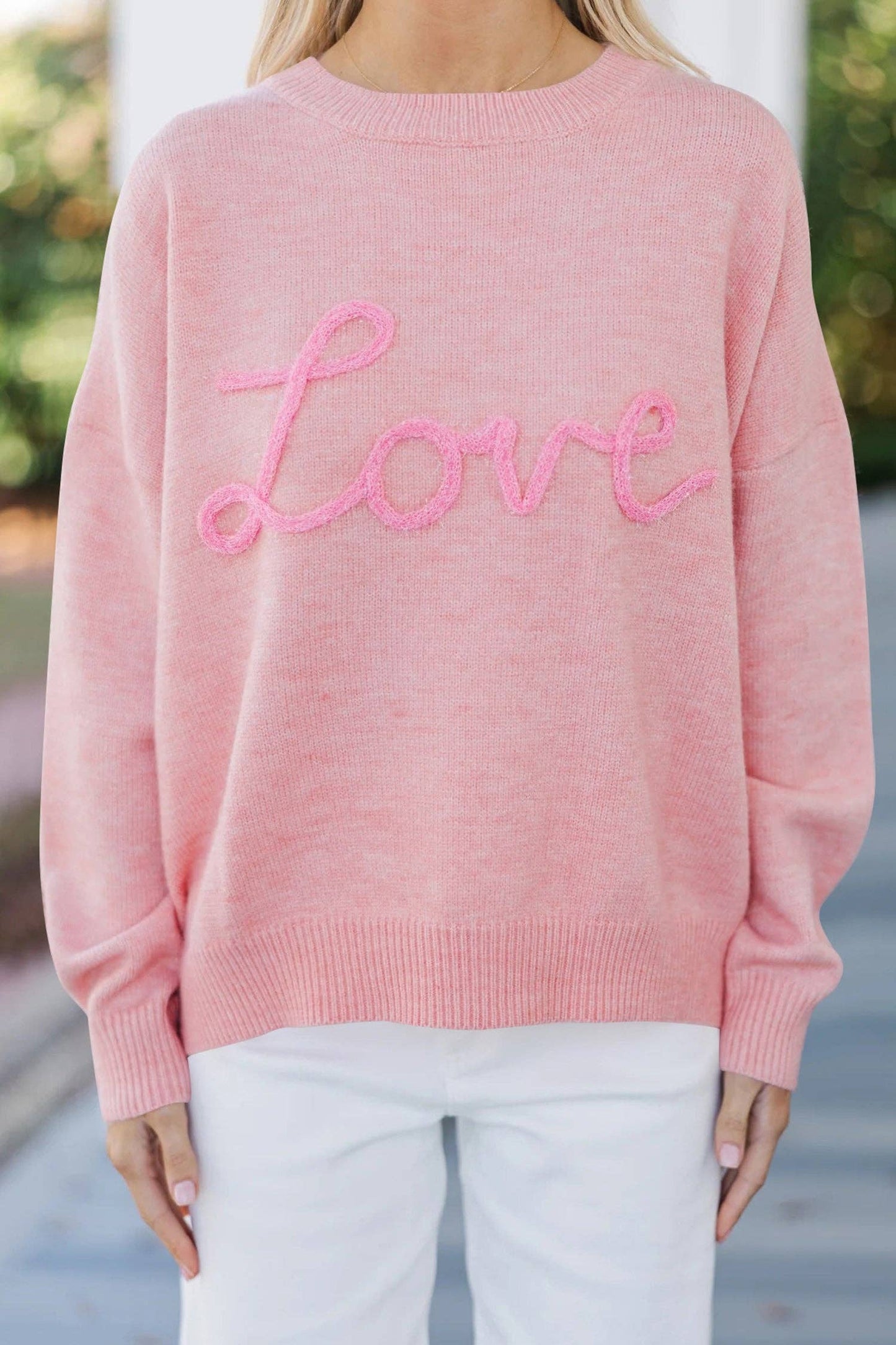 Pink Corded Love Sweater