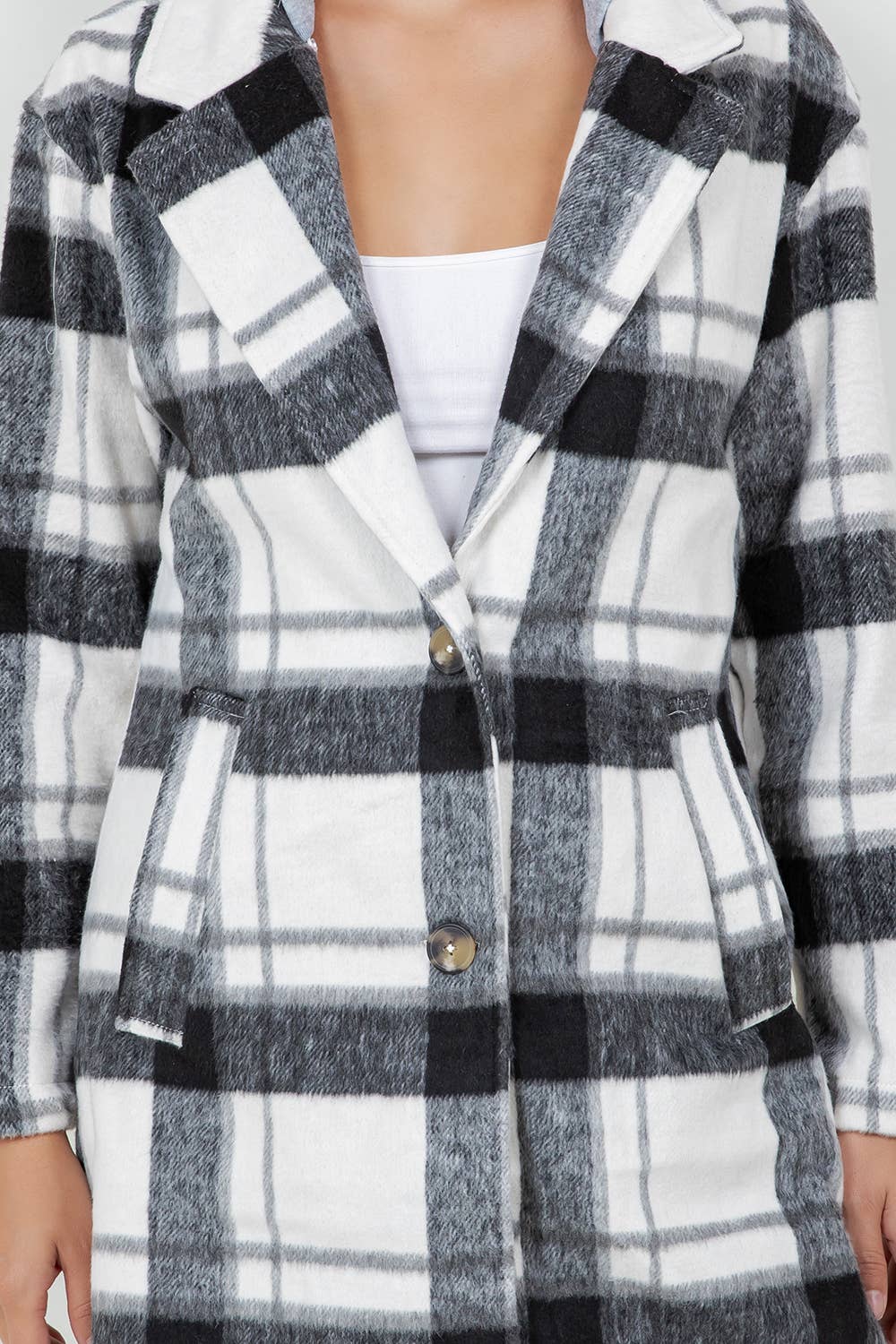 Stylish Plaid Pea Coat