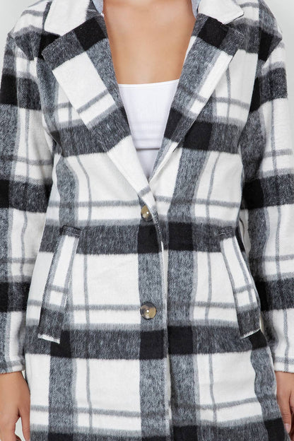 Stylish Plaid Pea Coat