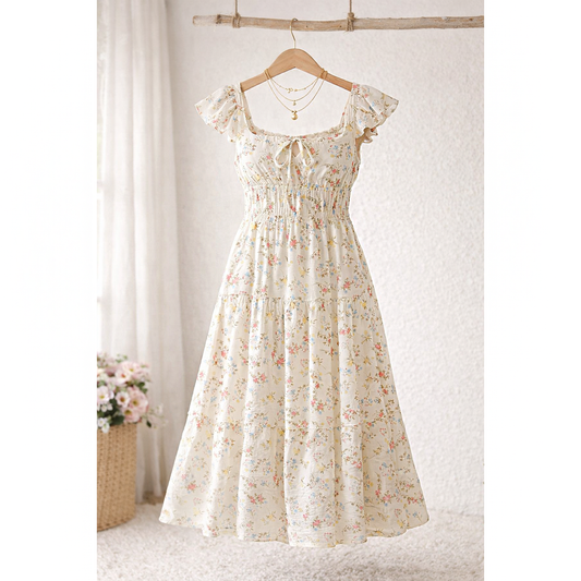 Soft Bloom Midi Dress