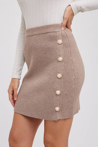 Pearl Buttoned Sweater Skirt