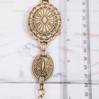 Ornate Oval Western Concho Disc Chain Belt