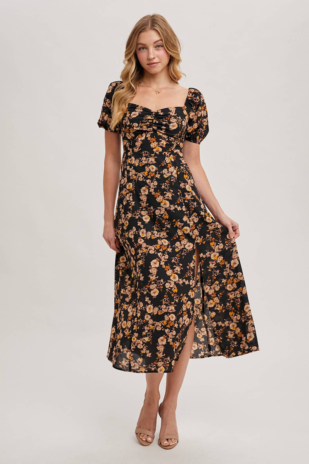 Floral Sweetheart Neck Maxi Dress