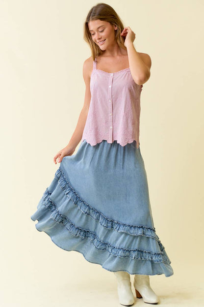 Scallop Button Down Tank