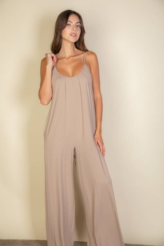 Spaghetti Strap Wide Leg Jumpsuit