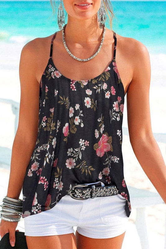 Floral Strappy Back Tank Top