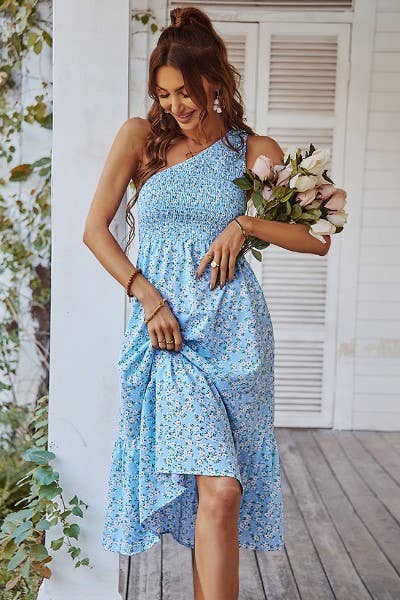 Floral One Shoulder Dress