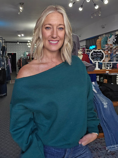 Sexy Off The Shoulder Fleece Sweatshirt