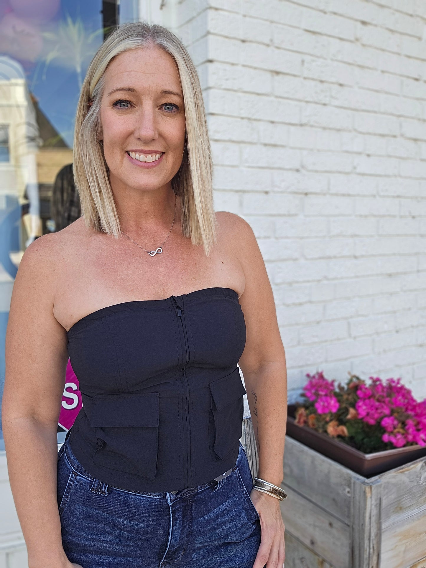 Cargo Front Zipper Tube Top