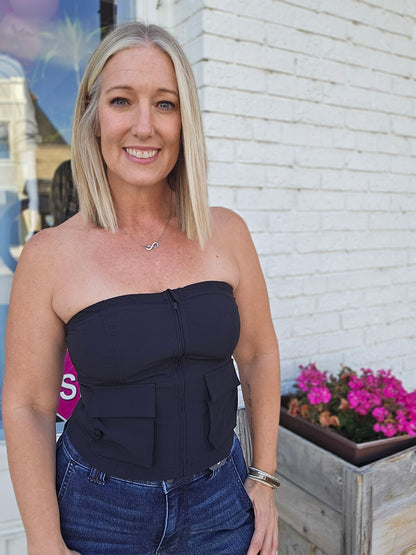 Cargo Front Zipper Tube Top