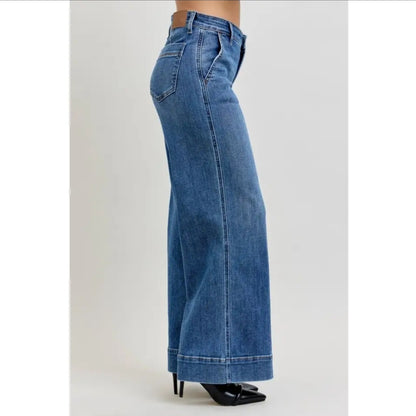 Judy Blue Petite Mid-Rise Trouser Retro Wide