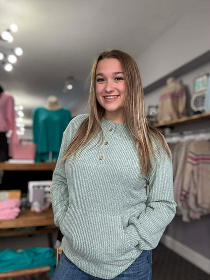 Aqua Ribbed Texture Top