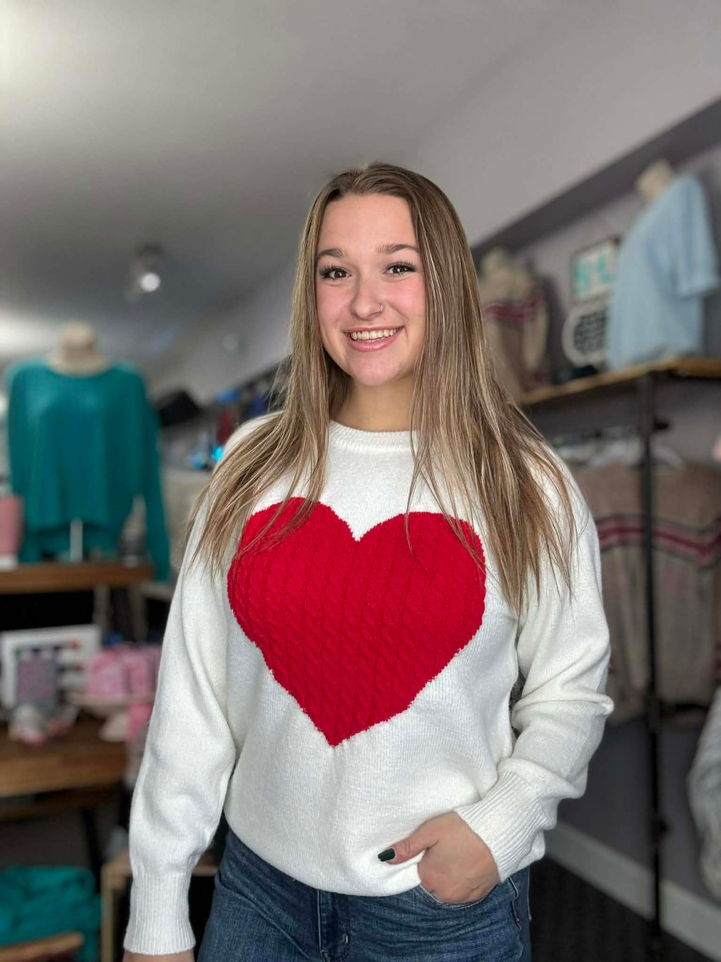 Heart Cable Knit Sweater