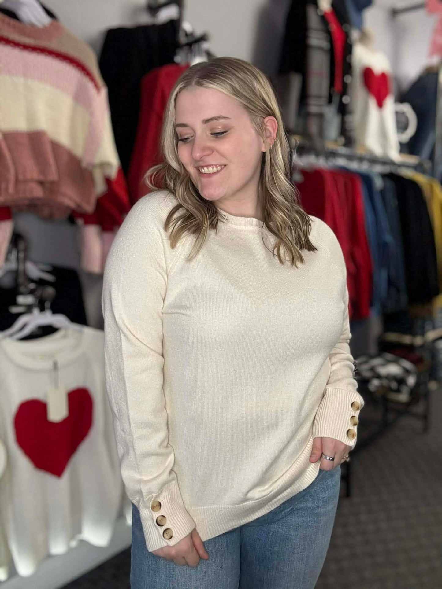 Camel Buttoned Sleeve Sweater