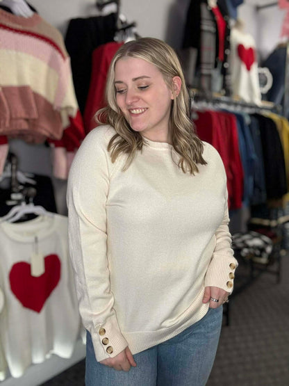 Camel Buttoned Sleeve Sweater