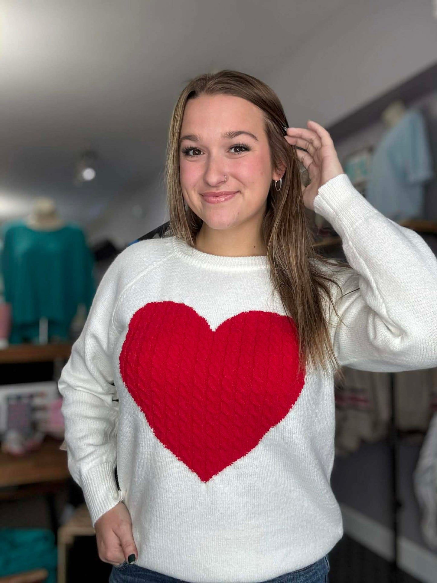 Heart Cable Knit Sweater