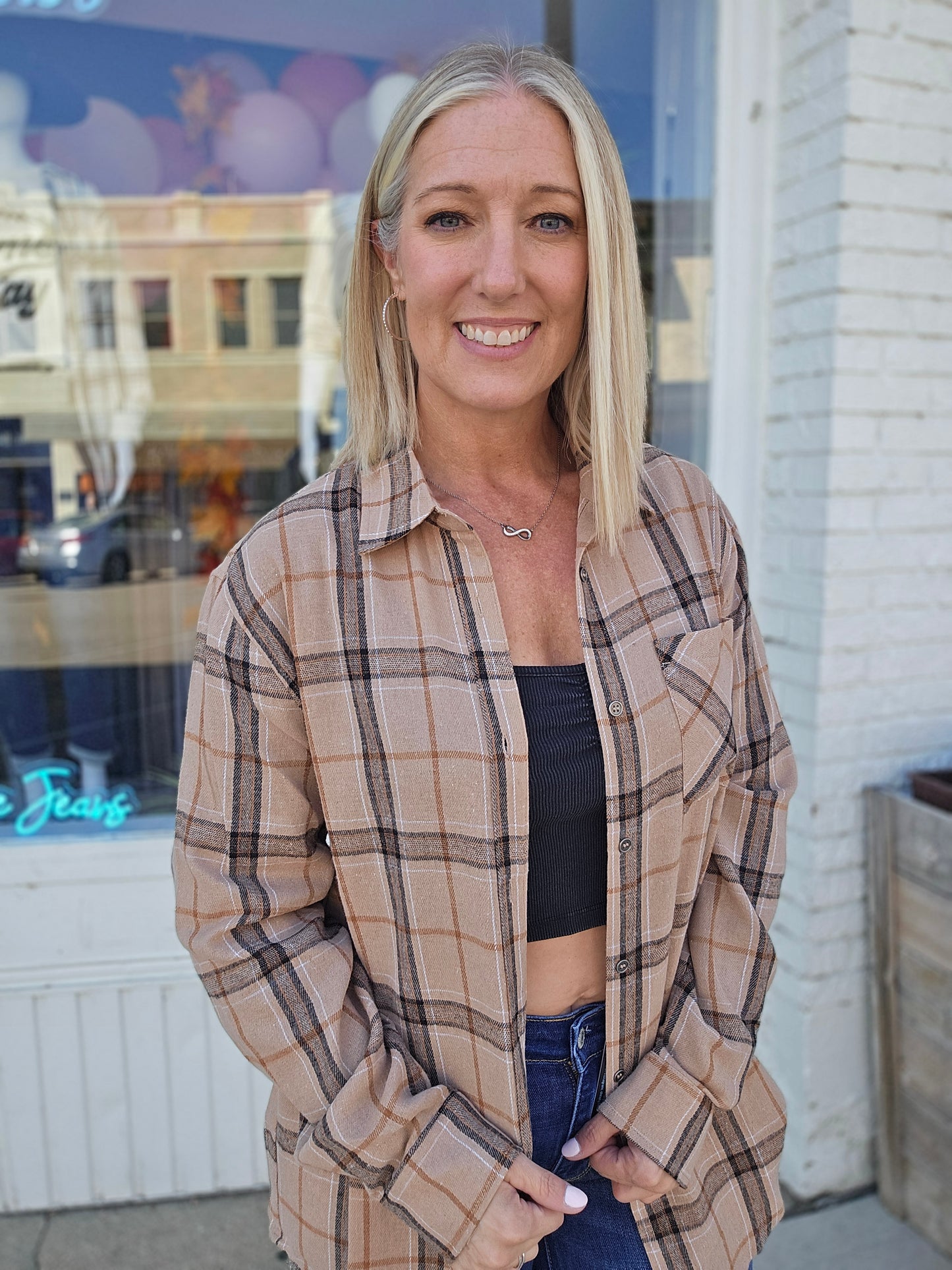 Loose Fit Button Down Soft Plaid Shirts