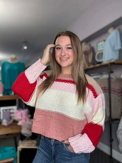 Colorful Stripe Textured Sweater