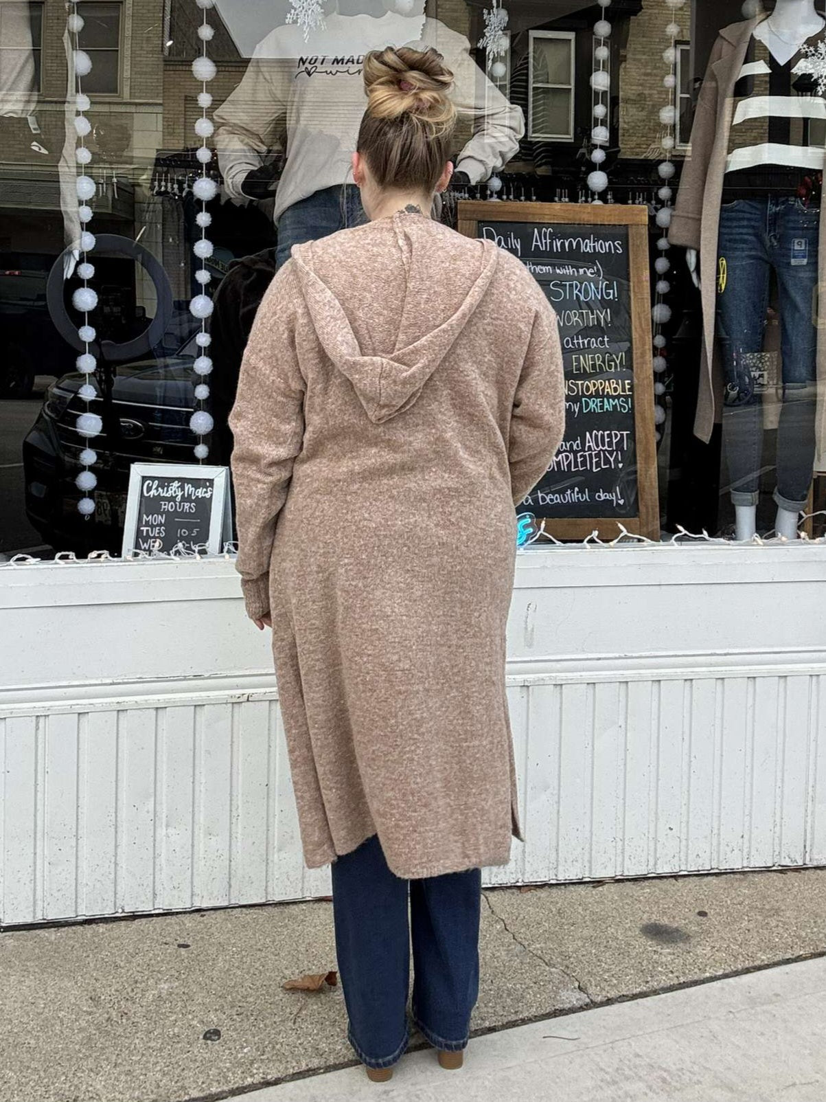 Long Warm Cardigan W/Hoodie