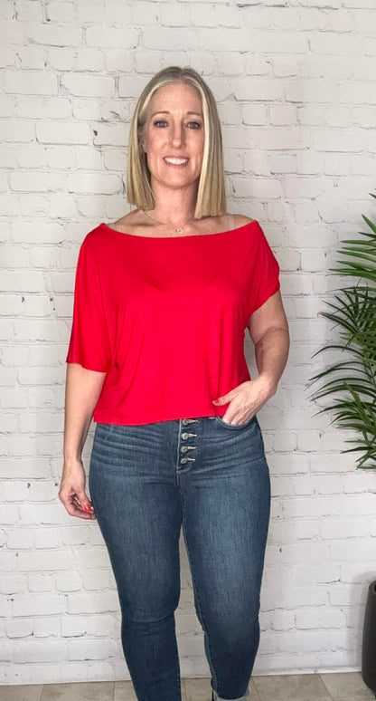 Modal Cropped Off Shoulder Top